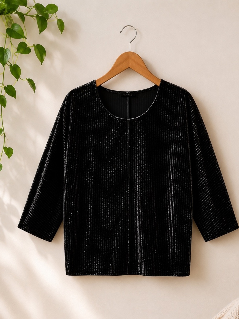 J. Jill Wearever Crushed Velvet Top Black S